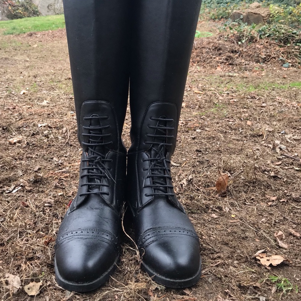 Saxon Black Leather Riding Boot